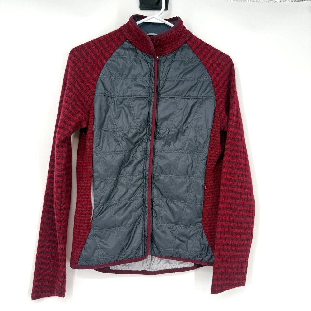 Title Nine Jacket Hybrid Quilted Wool Blend Red Gray Gorpcore Ski Granola Size S